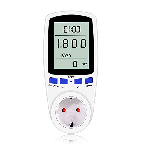 Preisvergleich Produktbild Energiekostenmessgerät, Strommessgerät Energiemessgerät Stromkostenmessgerät Stromverbrauchszähler KWh Zähler Wattmeter Stromzähler Steckdose Elektrizitäts-Analysator mit Überlastsicherung (white)