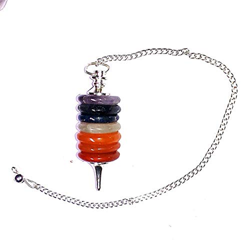 Pendule rond 7 chakras pour équilibrage Reiki en gemme naturelle de petite taille