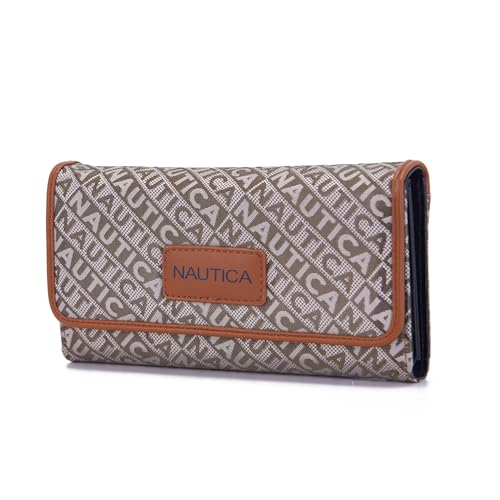 Image of Nautica Women's Perfect Carry-All Money Manager RFID Blocking Wallet Organizer, Brown