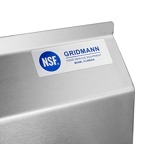 GRIDMANN 18\" Wide Stainless Steel Kitchen Prep & Utility Sink, 1 Compartment NSF Commercial Sink with 15\" x 15\" Bowl for Restaurant, Laundry, Garage - Thumbnail 6