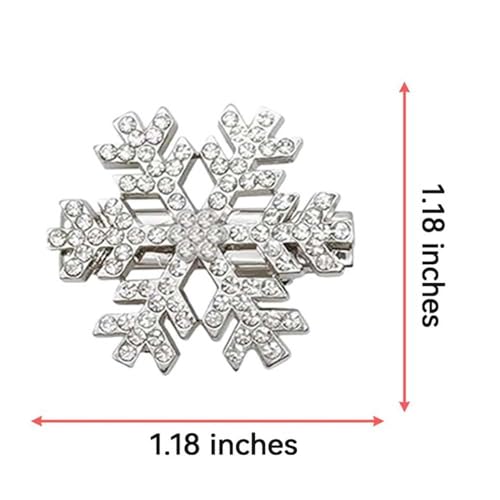 8 pinzas de nieve con strass, metal plateado miniatura 2