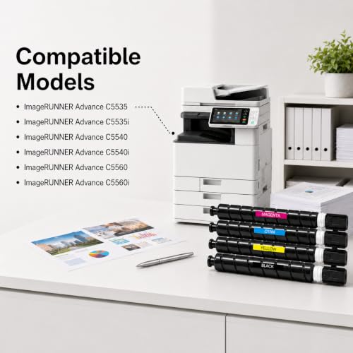 Image of GPR55 GPR-55 Toner Cartridge Set (4-Pack, 1BK+1C+1M+1Y) Compatible GPR 55 Toner Replacement for Canon GPR-55 Toner Cartridge imageRUNNER Advance C5535 C5535i C5540 C5540i C5560 C5560i C5550i Printer