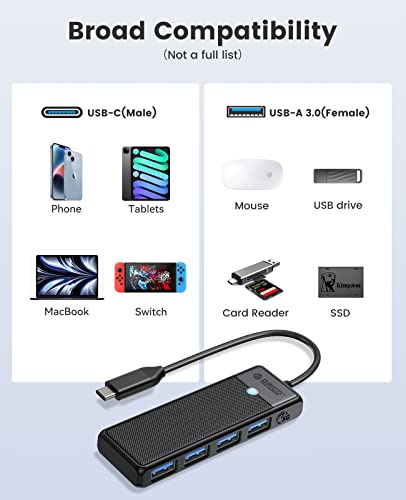 Adattatore USB C 4 in 1, Hub USB 3.0, per MacBook, Surface Pro, XPS, Unità flash, PC Notebook, chiavetta Laptop, Mobile, 0.15M Nero - Hub USB - Immagine 7