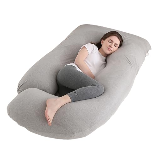 Image of Jcickt Pregnancy Pillow for Sleeping,59 inch Maternity Pillow with Removable Washable Cover,J-Shaped Cooling Full Body Pregnant Pillow -Support for Backs,Legs, Belly, HIPS, Improve Sleep -Gray