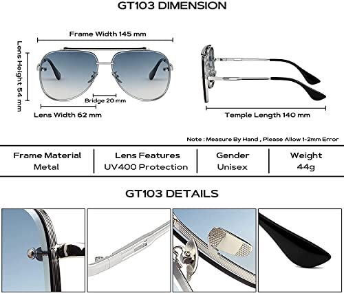 Image of ELEGANTE UV Protected Driving Vintage Pilot Gradient Metal Body Aviator Sunglasses for Men and Women