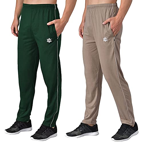 Image of eKools� Plain Trackpants for Men | Plain Trackpants | Basic Trackpants | Two Side Pockets with One Zip Pocket for Phone | 100% Cotton | Men's Trackpants (Pack of 2)