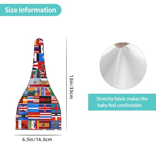 Various Flags Print Newborn Baby Hat, Soft Top Knotted Beanie Cap, Cute Infant Headwear for 0-6 Months Welcome Party Black4