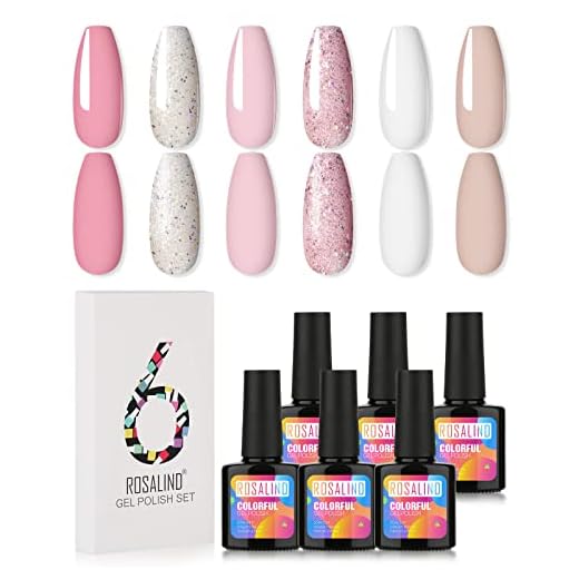 ROSALIND 6 färger UV Gel nagellack rosa vit glitter godisfärger halv permanent nagelkonst suga av UV LED härdad nakenrosa samling Set 10ml