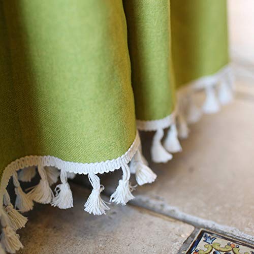 Cortina de café estilo pastoral con acabados de borlas finas para decoración de ventanas 6
