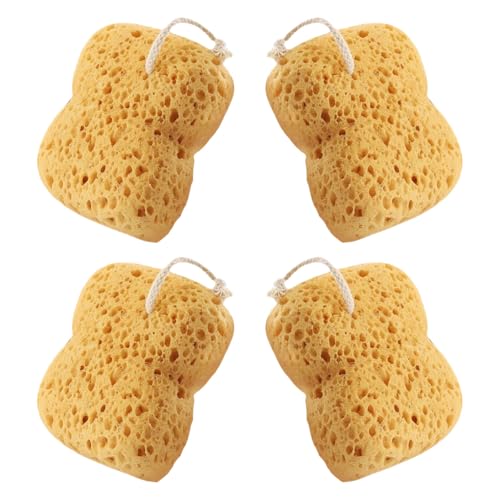 Lot de 4 éponges de bain naturelles alvéolées pour le corps