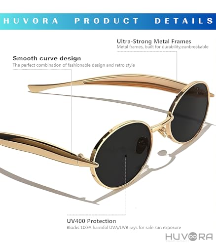 Image of Designer Oval Retro Sunglasses for Man and Woman - Oversized Trendy Stylish Vintage Elegant Round Goggles for Men Women - UV400 Protected Branded Metal Frame Shades for Party Driving