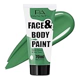 PASNOWFU Green Face Paint 70ml - Non-Toxic Washable Body Paint for Hulk, Beast Boy Looks, Water-Based Highly Pigmented Face Body Paint for Halloween SFX Cosplay Makeup, Stage Performance