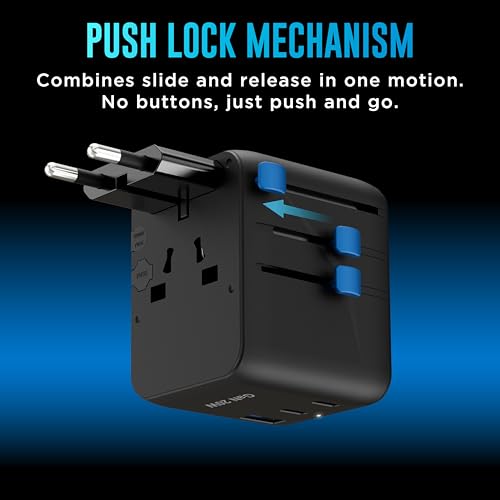Image of URBN 20W GaN Universal Adapter | Charge 4 Devices Simultaneously | 2500W Universal Socket | Dual USB-C + USB-A | Smart Travel Multi Plug | Global Compatibility | 6-Layer Safety Protection