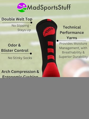 Madsportsstuff LBBPC-FB-148-S Football Logo Crew Socks thumb #2