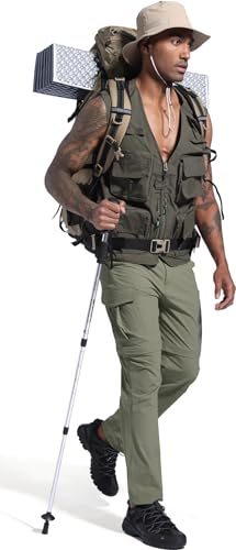 Gartenboker Mens Hiking Convertible Pants Zip Off Quick Dry Lightweight Fishing Safari Travel Camping Outdoor Cargo Pants Light Sage Green 34 thumb #8