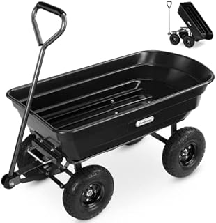 VonHaus Garden Cart  Trolley, Wheelbarrow, Dump Truck with Tipping Function, 75L Capacity, 250kg Max Weight Load  Heavy Duty Transport for Outdoors, Festivals, Tools, Plants, Logs, General Waste