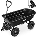 VonHaus Garden Dump Cart – Wheelbarrow, Wagon, Festival Trolley, Portable Camping Truck with Tipping Function – 75L Capacity, 250kg Max Weight Load for Festivals, Picnic, Shopping, Fishing & More