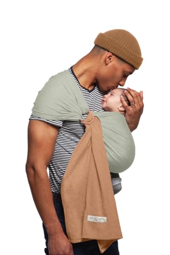 La Petite Echarpe Sans Noeud - Pistacchio, Cappuccino (réversible) | Installée en 45s - Naissance à 14kg - Écharpe de portage bébé sling physiologique