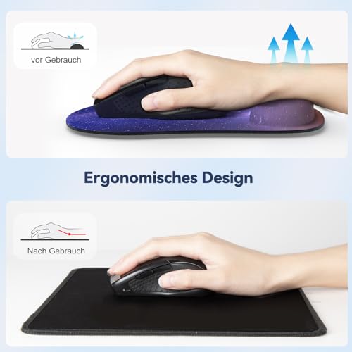 TECKNET Mauspad mit Gelkissen, Memory Foam Mousepad Ergonomisches Wasserdicht Komfort Mausmatte mit Handgelenkpolster Handauflage für Alle Maus Offfice Heim Computer Laptop, Blau
