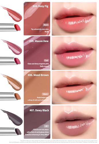 Heart Percent Dote On Mood Dewy Melting Lipstick High-Shine Glow & Wet Look Glossy Finish Lip Color, 07. Dewy Black thumb #4