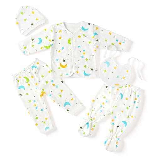 Image of SNOWIE SOFT 5Pcs Set New Born Baby Clothes 0-3 Months with Cotton Long Sleeve Top and Pants, Gloves, Socks, Bear Ear Hat, Infant Clothes 0-3 Months New Born Baby Gifts Shower Gift