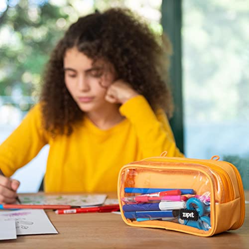 Image of ZIPIT Half & Half Pencil Case | Large Capacity Pencil Pouch | Pencil Bag for School, College and Office (Yellow)
