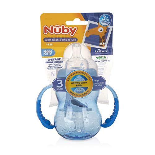 image for Nuby 3 in 1 Baby Bottle to Training Sippy Cup - 8 Oz Toddler Cups Spil