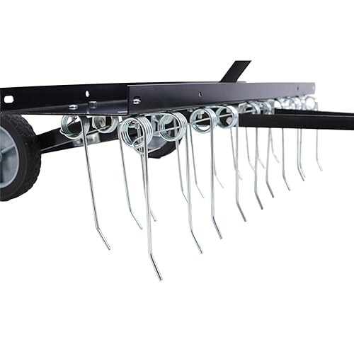 40inch Tine Tow Dethatcher for Lawn Tractor, Tow Behind Dethatcher Sweeper Garden Grass Tractor Rake Removes Thatch from Large Lawns, Riding Lawn Mower Attachments for Outdoor Yard Tools Lawn Care