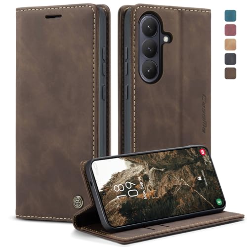 KZB Handyhülle für Samsung Galaxy S26 5G Hülle Premium Leder Klappbar Tasche Flip Hülle Magnet Kartenfach Standfunktion Klapphülle Schutzhülle für Samsung Galaxy S26 6,3'' - Kaffee