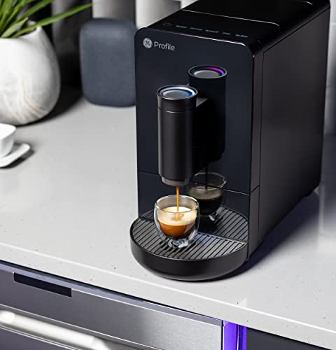Image of GE Profile Automatic Espresso Machine | Brew in Less Than 90 Seconds | 20 Bar Pump Pressure for Balanced Extraction | Five Adjustable Grind Size Levels | WiFi Connected for Drink Customization | Black