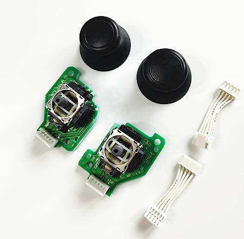 Gametown® Analog Stick Joystick with PCB Board+3D Stick Caps+Connector Cables for Wii U GamePad Controller Left Right Set
