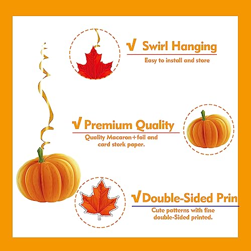 Cinray EU-CINRAY-20230520-STREAMERS 32Pcs Fall Decorations Hanging Swirls Thanksgiving Party Decorations For Home Pumpkin Maple Leaf Hanging Streamers thumb #6