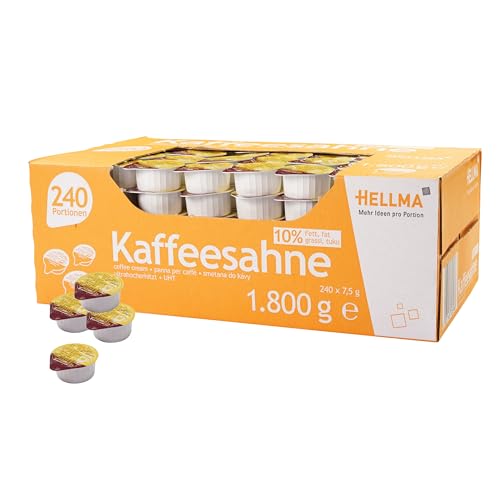 Hellma Kaffeesahne 10% Fett 240 Stk. je 7,5 g - 1,8 kg Vorrats-Box, Milchersatz - für Kaffee oder Tee
