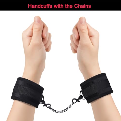 Image of Blindfold and Faux-Fur-Lined Handcuffs Set, Temptation Soft Bondage Restraints Kit Sex Toys for Adults (2 Piece)