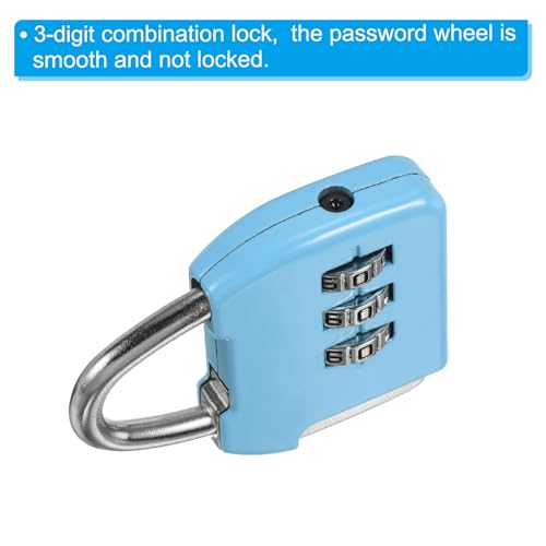 Image of PATIKIL Security Steel Cable with 3 Digit Combination Lock, 2 Set Travel Padlock 4.9Ft Coated Safety Wire Rope Double Loop for Luggage Suitcase, Sky Blue