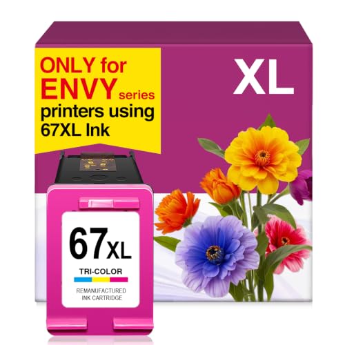 Cyloral Remanufactured 67XL High Yield Tri-Color Ink Cartridge for HP 67XL, Compatible with DeskJet 4200e 2800e 2842e 2852e 4252e 4255e Envy 6000 6055e 6400 6455e Printer, 1-Pack