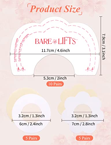 Melliex Disposable Pasties Nipple Covers And Breast Lift Tape, Self-Adhesive Breast Petals Nippleless Clear Boob Push Up Tape Nude #TOP3