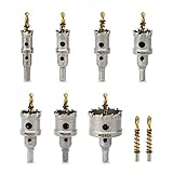 dashap 9PCS Carbide Hole Saw Kit, TCT Hole Saw Set for Metal with 2 Extra Drill Bits, Tipped Tooth C