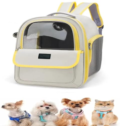 最新型 犬 猫 リュック カーテン付きの ペットキャリー 折り畳み式うさぎバッグ 小型犬・大型猫用 旅行/通院/災害避難に最適 お出かけ バッグ 黄色