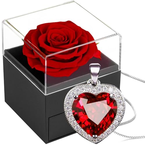 SWEETIME Rosa Eterna,Rosa Real Preservada, Eterna Hecha a Mano, Regalos para Ella，Románticos Regalo para Mujer para Día de San Valentín Aniversario Día de la Madre Bodas Cumpleaños Navidad