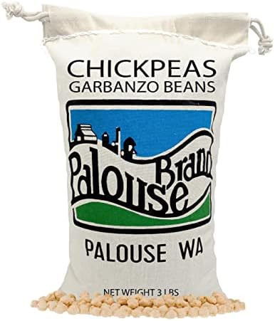 Chickpeas | Garbanzo Beans | 3 LBS | Family Farmed in Washington State | Desiccant Free | Non-GMO Project Verified | Kosher Parve | USA Grown | Field Traced | Cotton Drawstring Bag