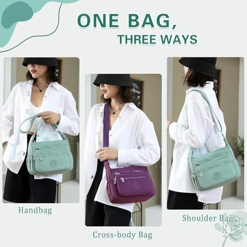 Image of Women Crossbody Bag Waterproof Nylon Multi-layer Crossbody Bag Casual Satchel Bag Shoulder Bag Messenger Bag Travel Bag Day Pack