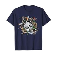 Jurassic World Rebirth Circle Logo Dinosaurs T-Shirt