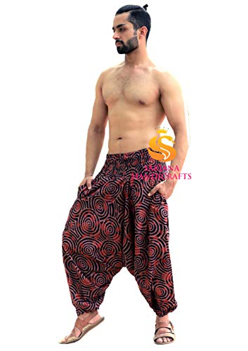 SARJANA HANDICRAFTS Men Women Cotton Harem Pants Pockets Yoga Trousers Hippie