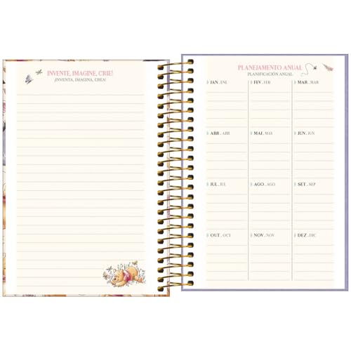 Tilibra - Agenda Espiral Diária 12,9 x 18,7 cm Pooh 2025 - Winnie The Pooh fundo verde