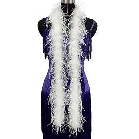 2 Yards 30g Fluffy Marabou Ostrich Feather Trim for DIY Craft Sewing Trim Home Wedding Party Decoration-White Cover