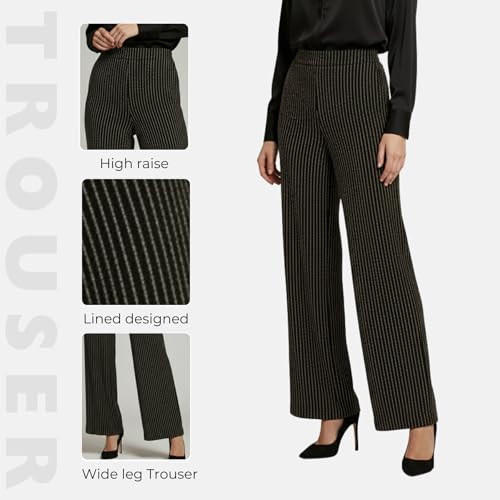 Pantalon large extensible en lurex confortable contre la taille serrée - 5
