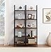 O&K FURNITURE 5-Tier Ladder Shelf, Ladder Shelves, Industrial Style Bookcase, Leaning Bookcases and Book Shelves, Modern Storage Rack and Shelving Unit-72”H x 20”W, Rustic Brown Finish,(1-pc)