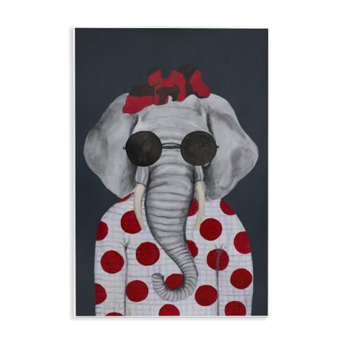 Fashionable Elephant, 10 x 15 Inch Mounted Print on Wall Plaque