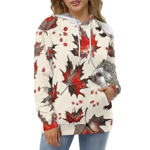 Sweatshirt imprimé hérisson finitions soignées pullover manches longues - 2